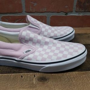 lilac and white checkered vans